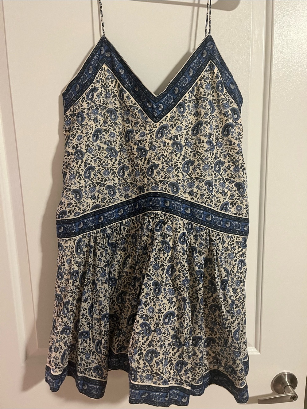 Abercrombie & Fitch Blue and Cream Paisley Slip Jumpsuit